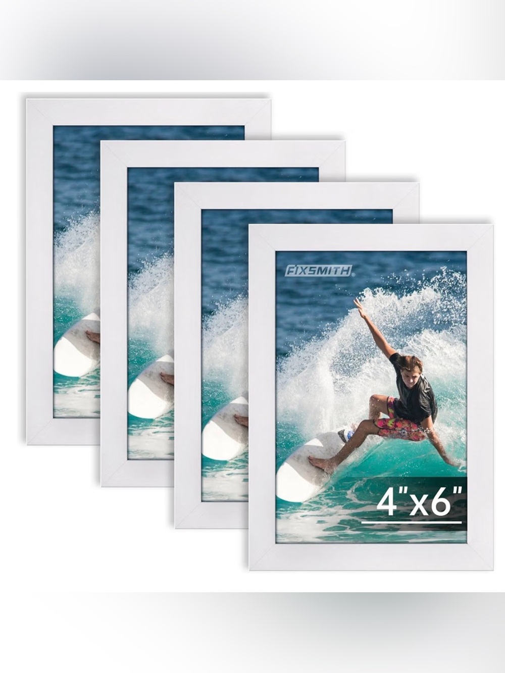 4x6 White plexiglass Photo Frame Set of 4
